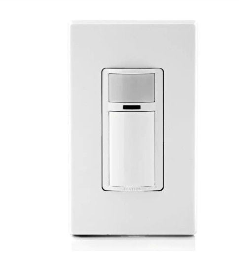 Leviton Decora In-Wall Motion Sensor Light Switch, Motion Activated, Auto-On/Auto-Off, 2-Amp, Single Pole, White